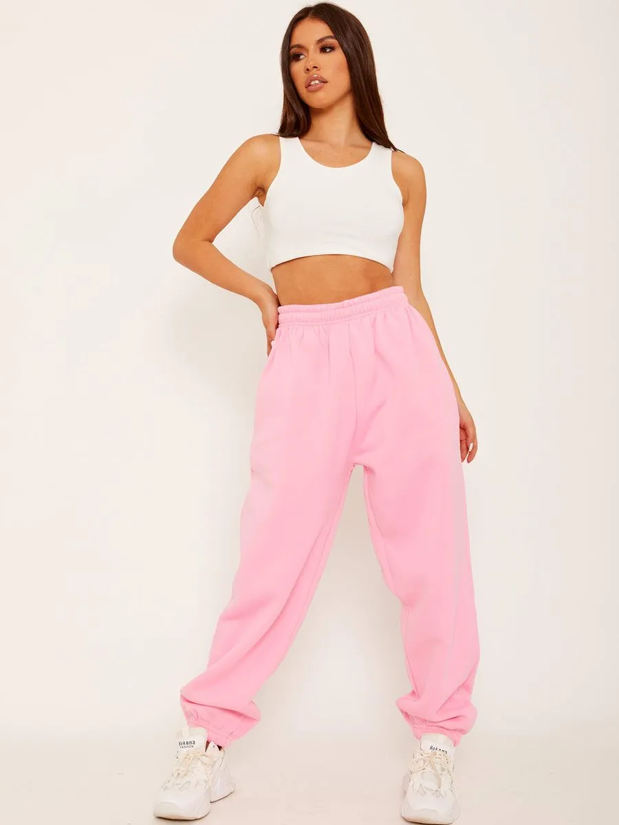 Barbara Oversized Fleeced Joggers In Pink