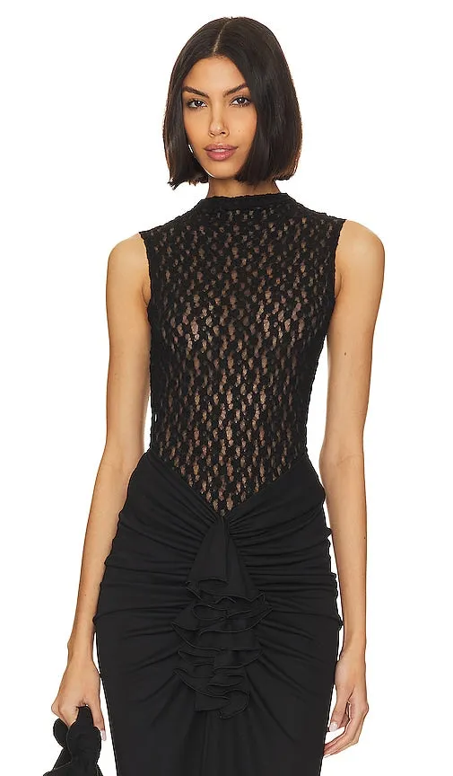 BUCI Sheer Lace Tank in Black