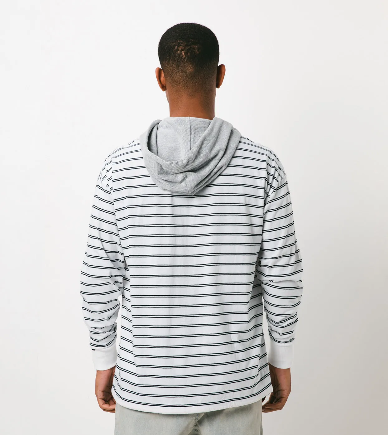 Channel Rugger Hood LS Tee White/Black