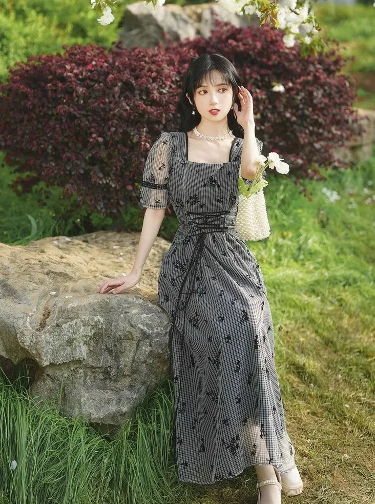 Dress Retro Sheer Flower