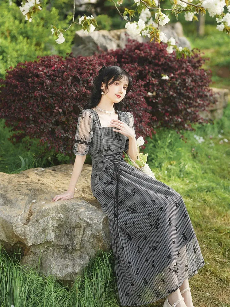 Dress Retro Sheer Flower