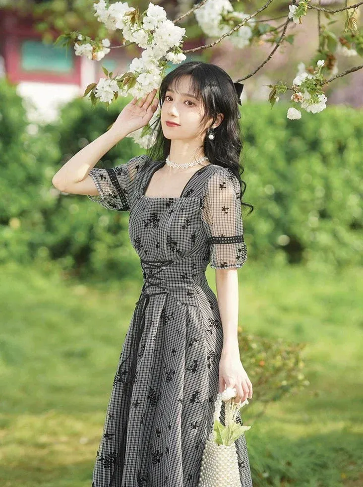 Dress Retro Sheer Flower