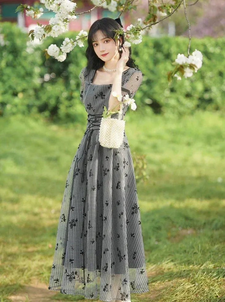 Dress Retro Sheer Flower