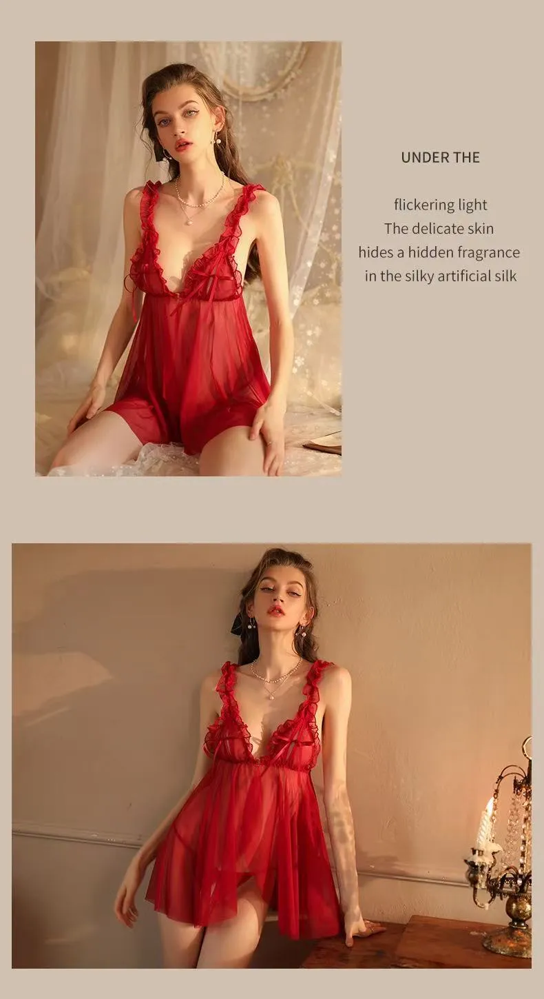 Luxury Sheer Mesh Camisole Nightgown – Pure & Playful