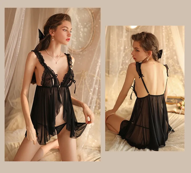 Luxury Sheer Mesh Camisole Nightgown – Pure & Playful