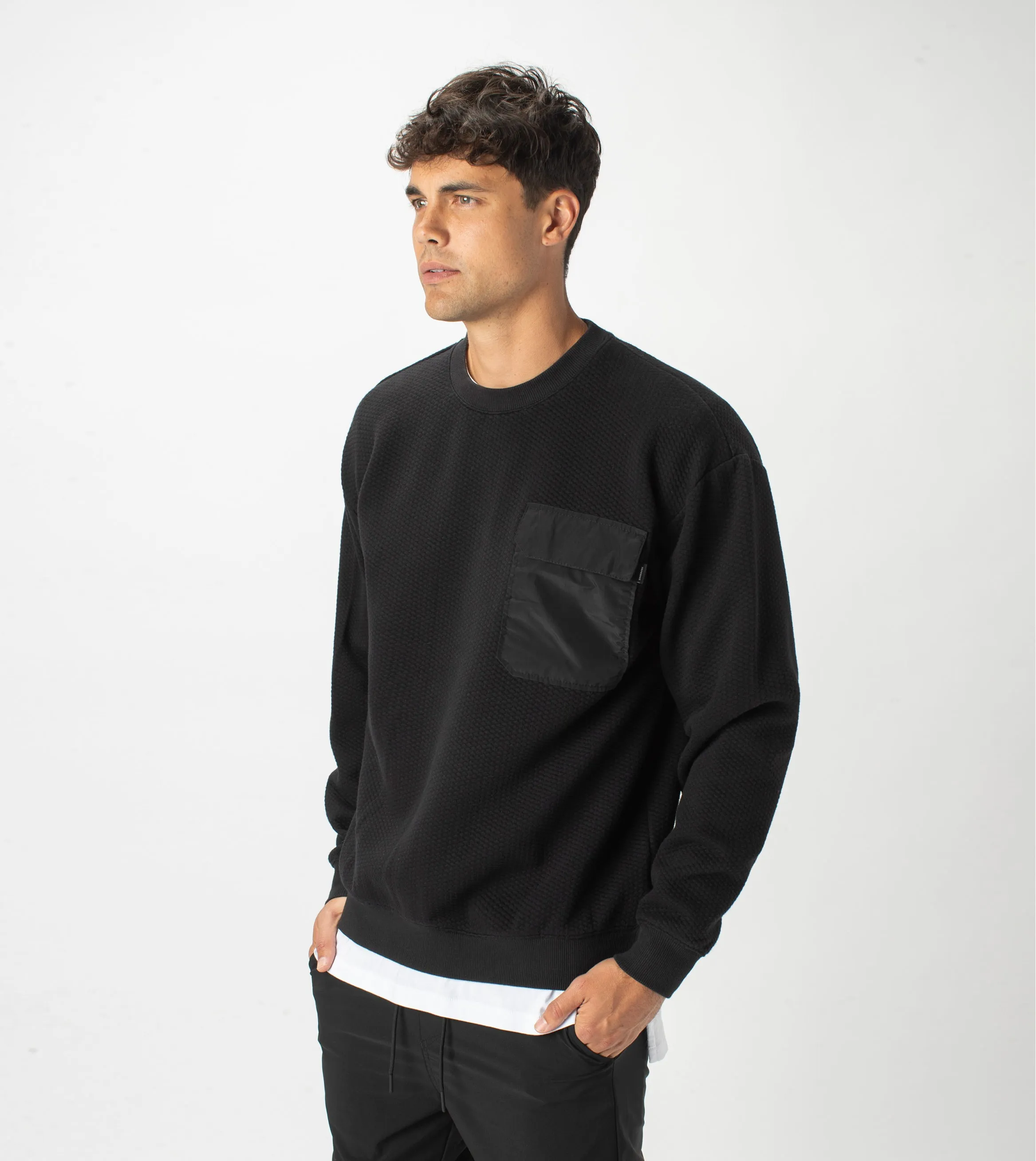 Quilt Lowgo Crew Sweat Black
