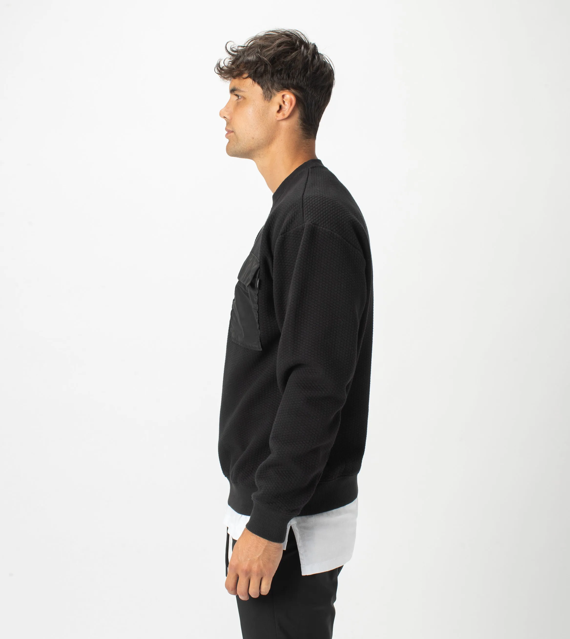 Quilt Lowgo Crew Sweat Black