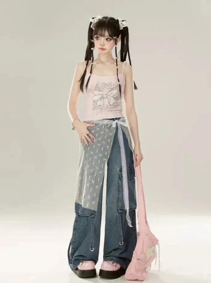 Ribbon Sheer Lace Skirt