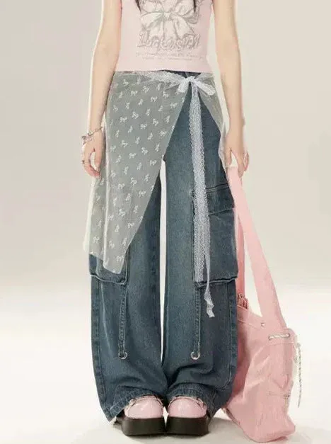 Ribbon Sheer Lace Skirt