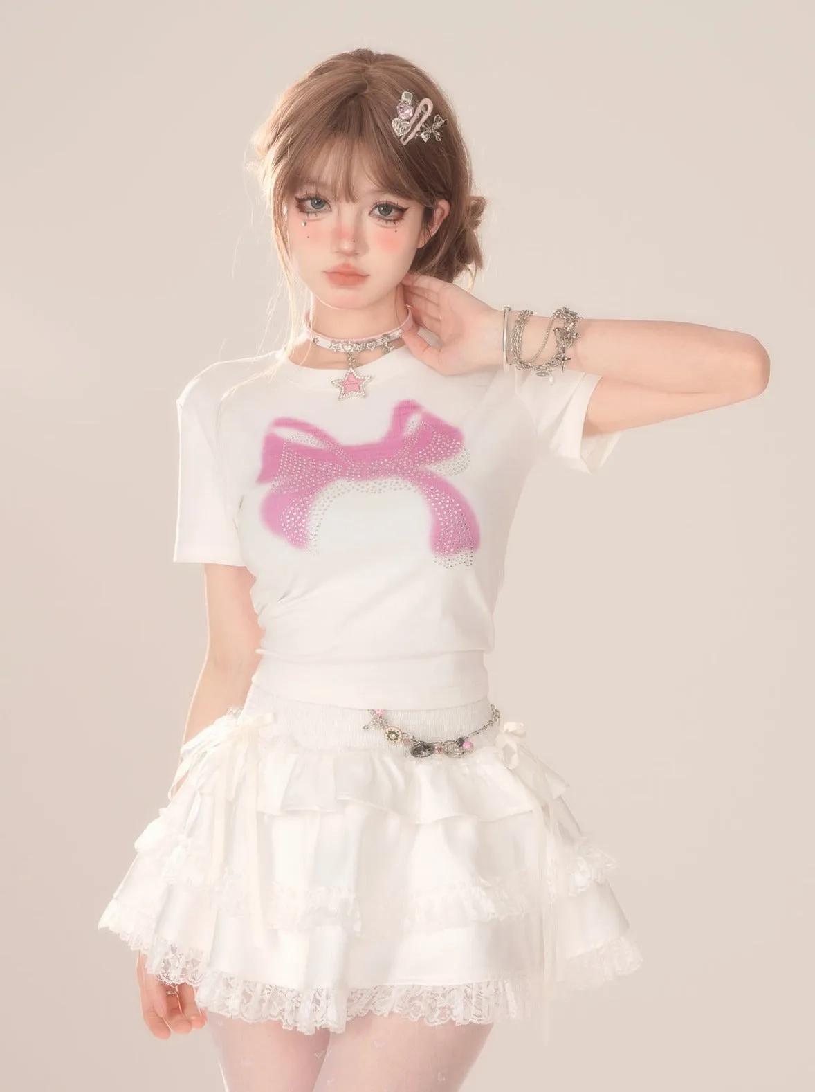Top Short Summer Ribbon Sheer