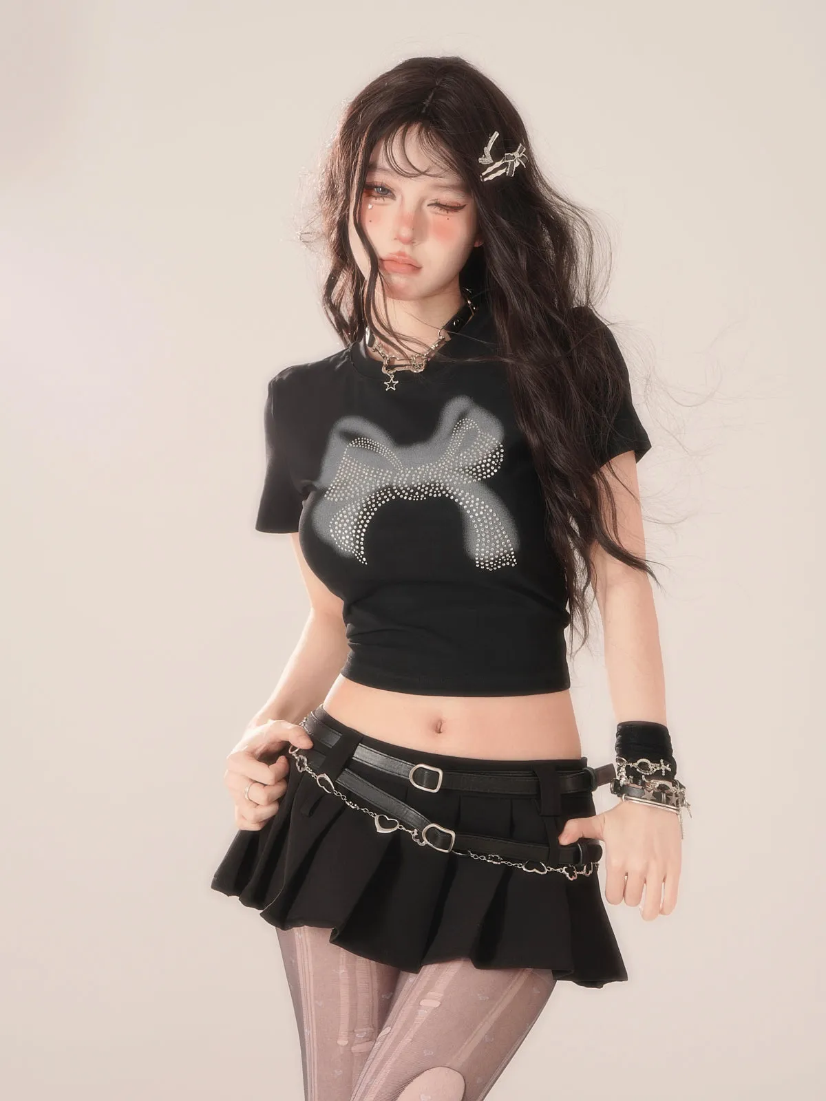 Top Short Summer Ribbon Sheer
