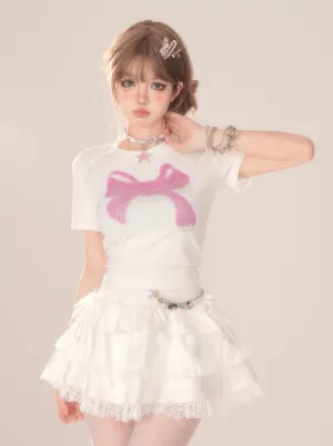 Top Short Summer Ribbon Sheer